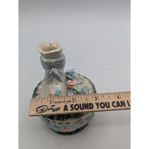 Vintage Trinket Box Victorian Boot Floral Green Ring Box - Picture 8 of 13